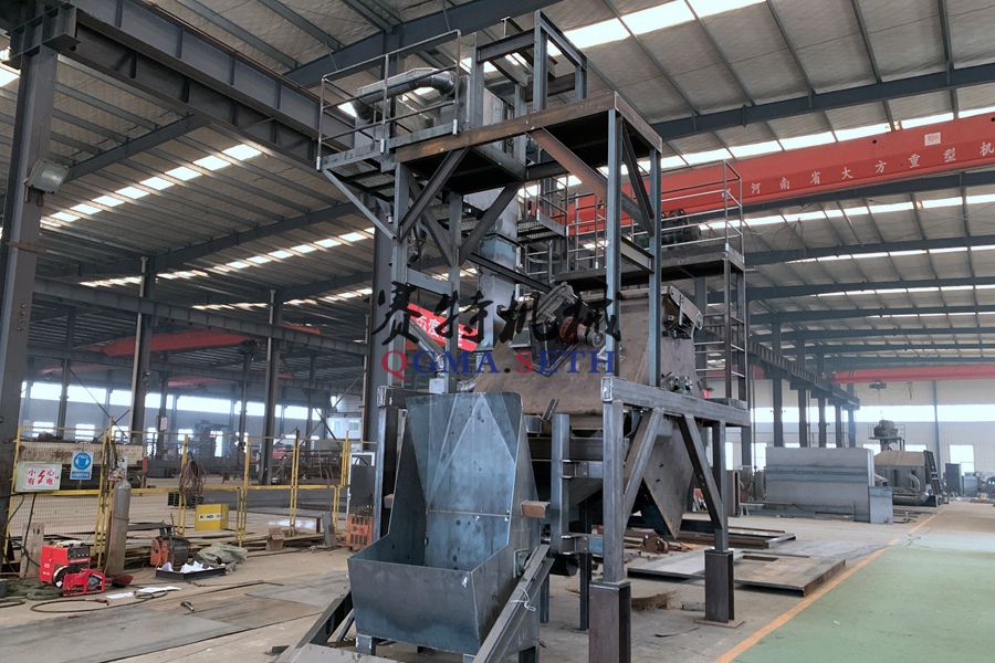 出口哥伦比亚的倾斜滚筒式抛丸清理机完成生产